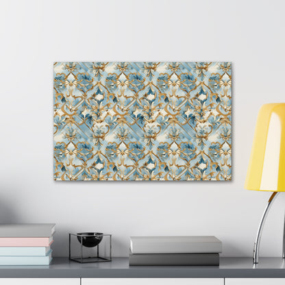 Blue and Gold Flourishes Canvas Gallery Wrap