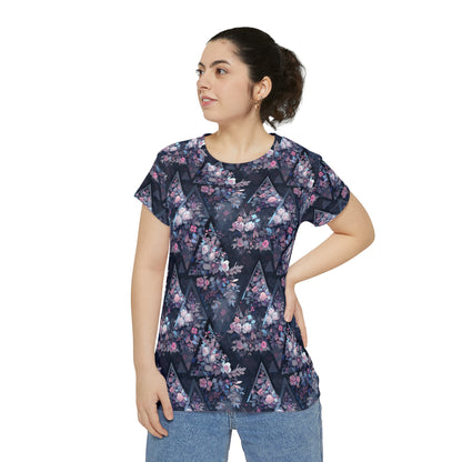 Triangles and Roses Women's Short Sleeve Shirt (AOP)