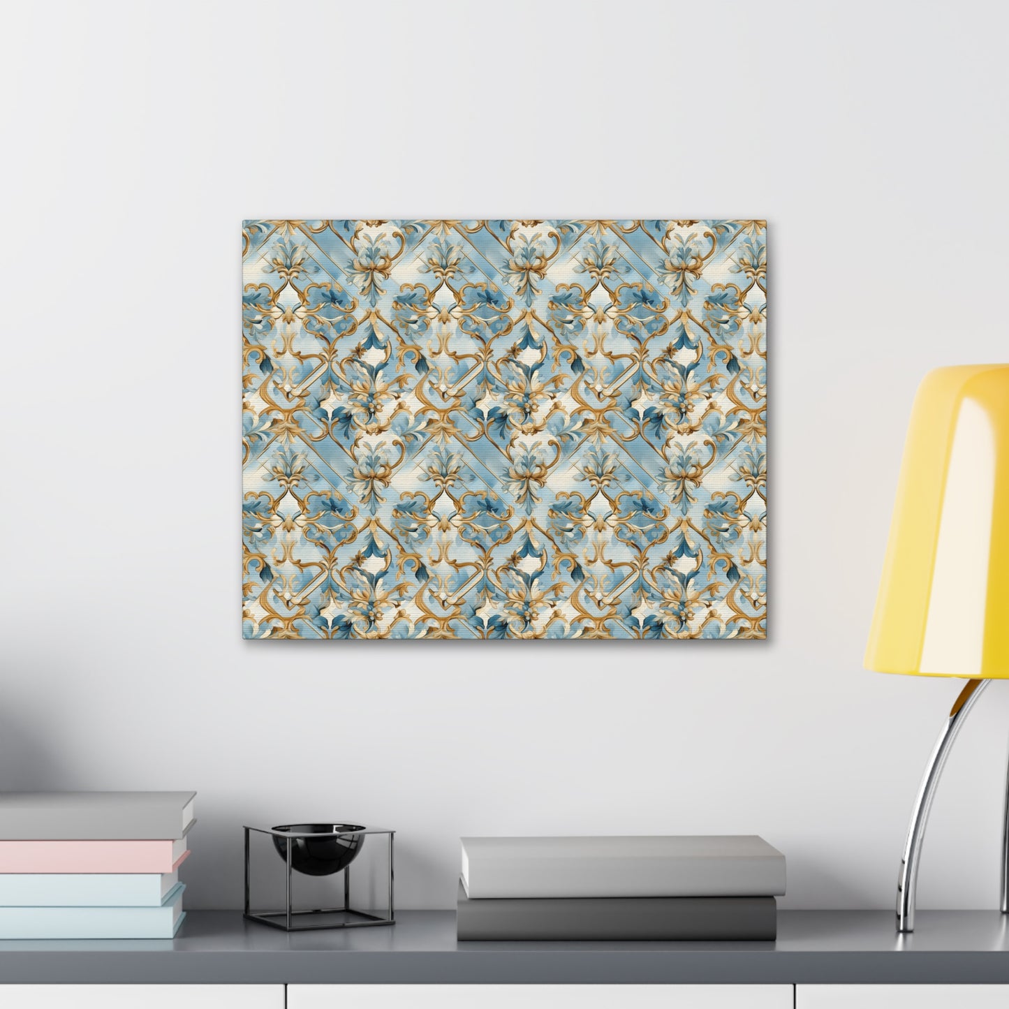 Blue and Gold Flourishes Canvas Gallery Wrap