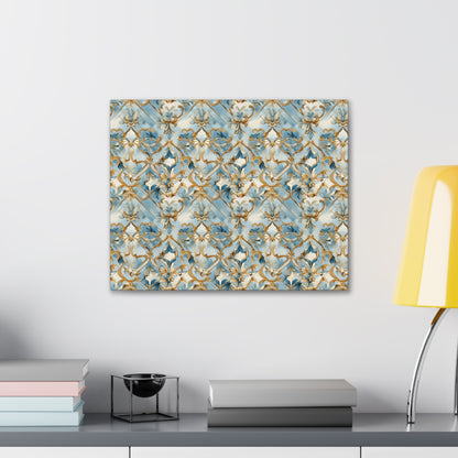 Blue and Gold Flourishes Canvas Gallery Wrap