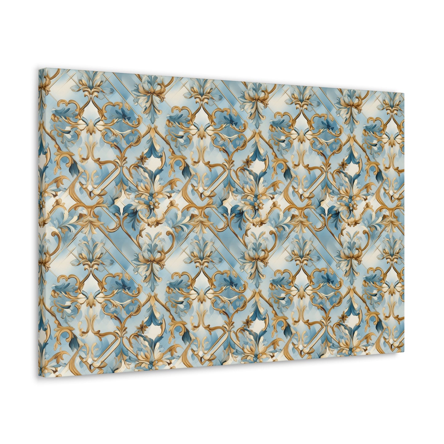 Blue and Gold Flourishes Canvas Gallery Wrap
