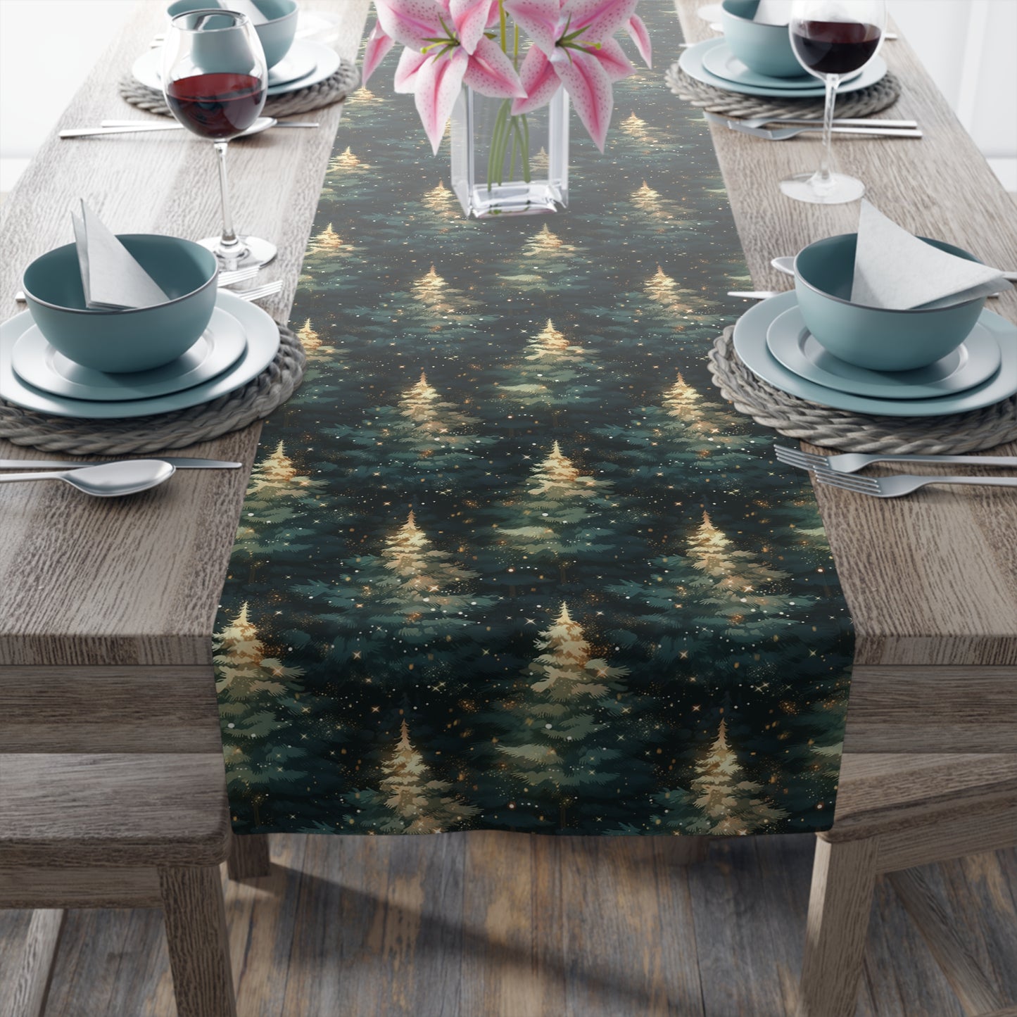 Twinkling Trees Table Runner (Cotton, Poly)