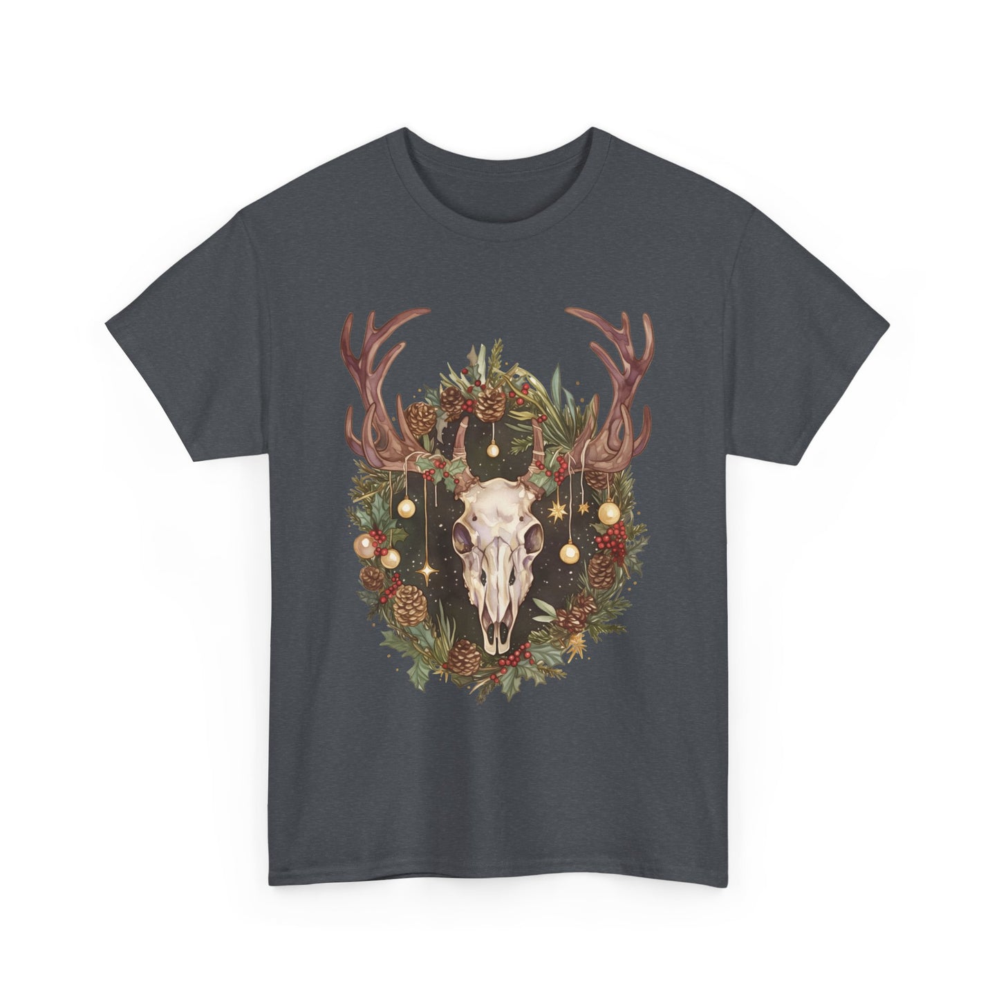 Reindeer Skull Unisex Heavy Cotton Tee