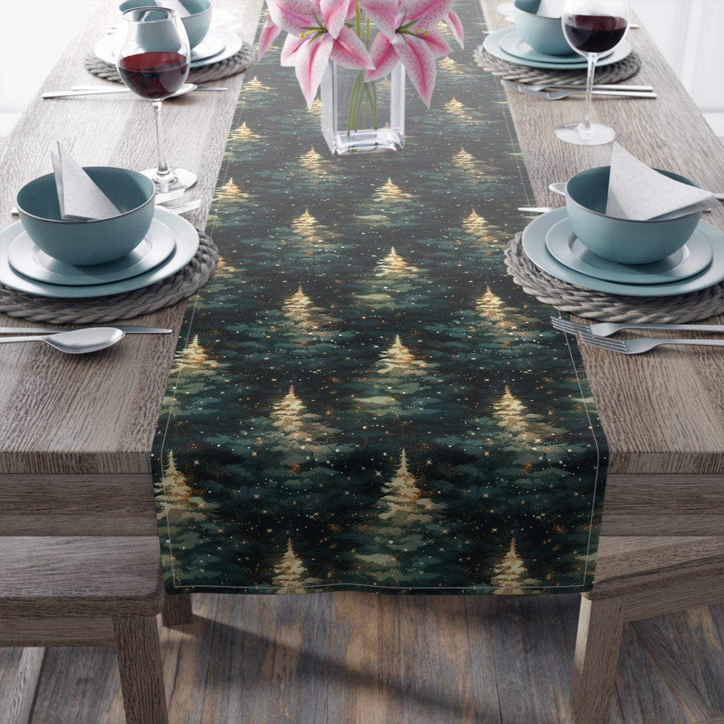 Twinkling Trees Table Runner (Cotton, Poly)