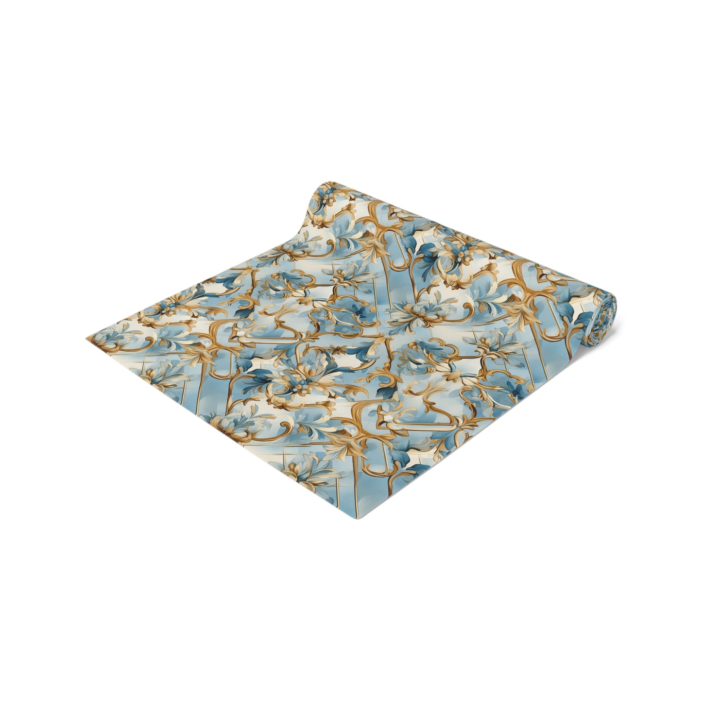 Blue and Gold Flourishes Table Runner (Cotton, Poly)