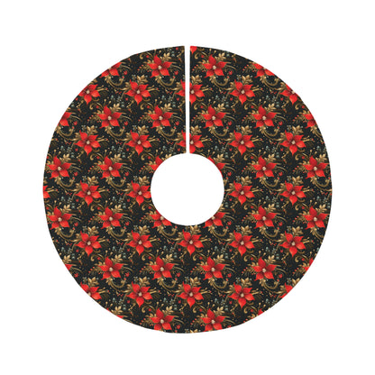 Pretty Poinsettias Round Tree Skirt