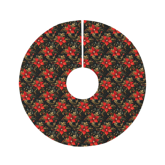 Pretty Poinsettias Round Tree Skirt