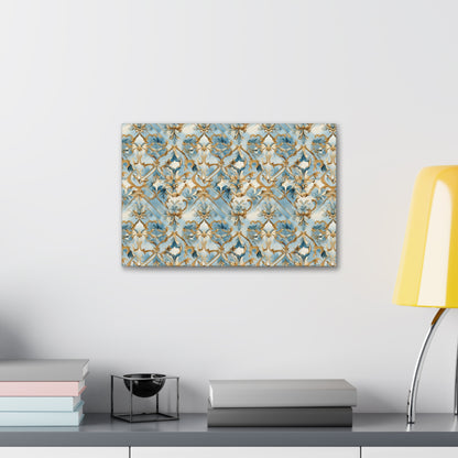 Blue and Gold Flourishes Canvas Gallery Wrap