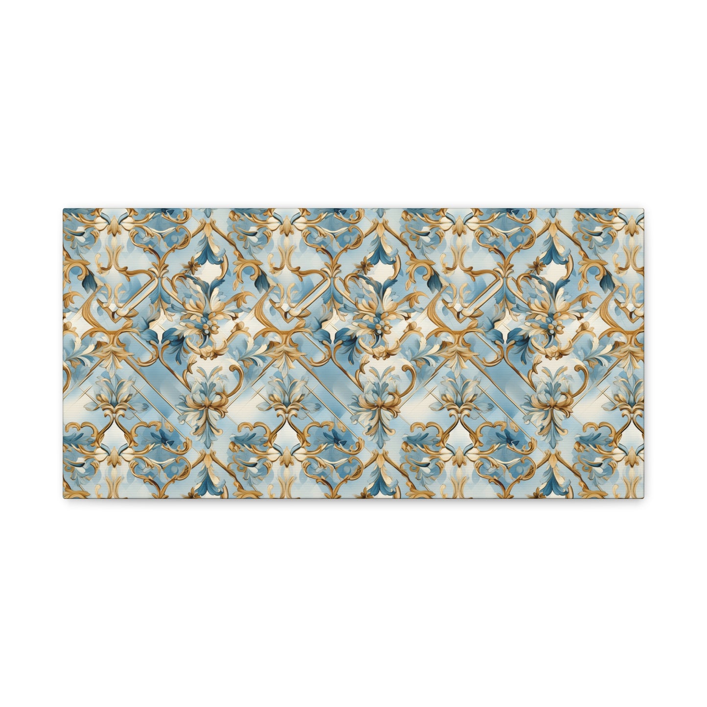 Blue and Gold Flourishes Canvas Gallery Wrap