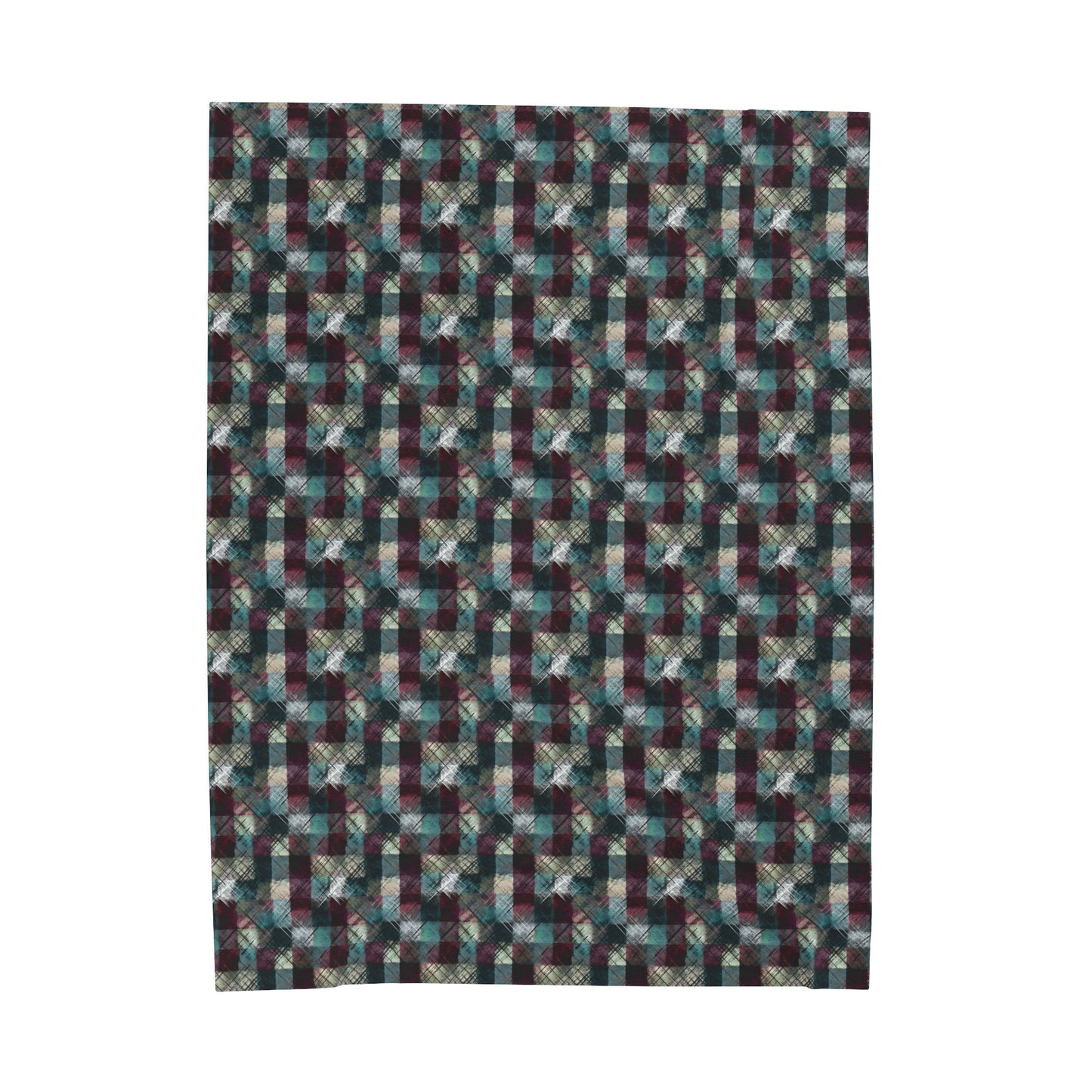 Grunge Plaid Velveteen Plush Blanket