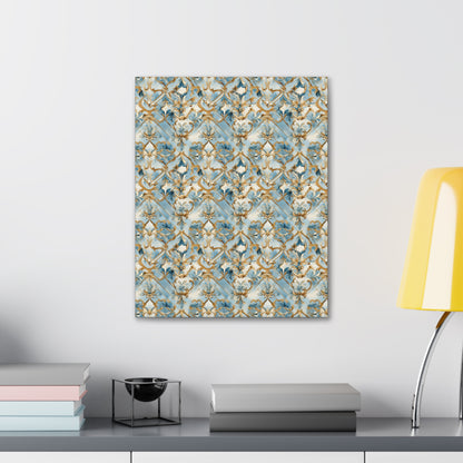 Blue and Gold Flourishes Canvas Gallery Wrap