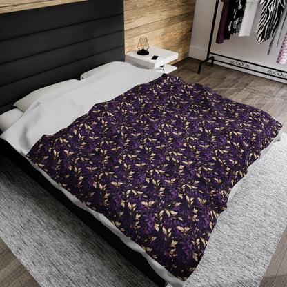 Purple Leaves Velveteen Plush Blanket