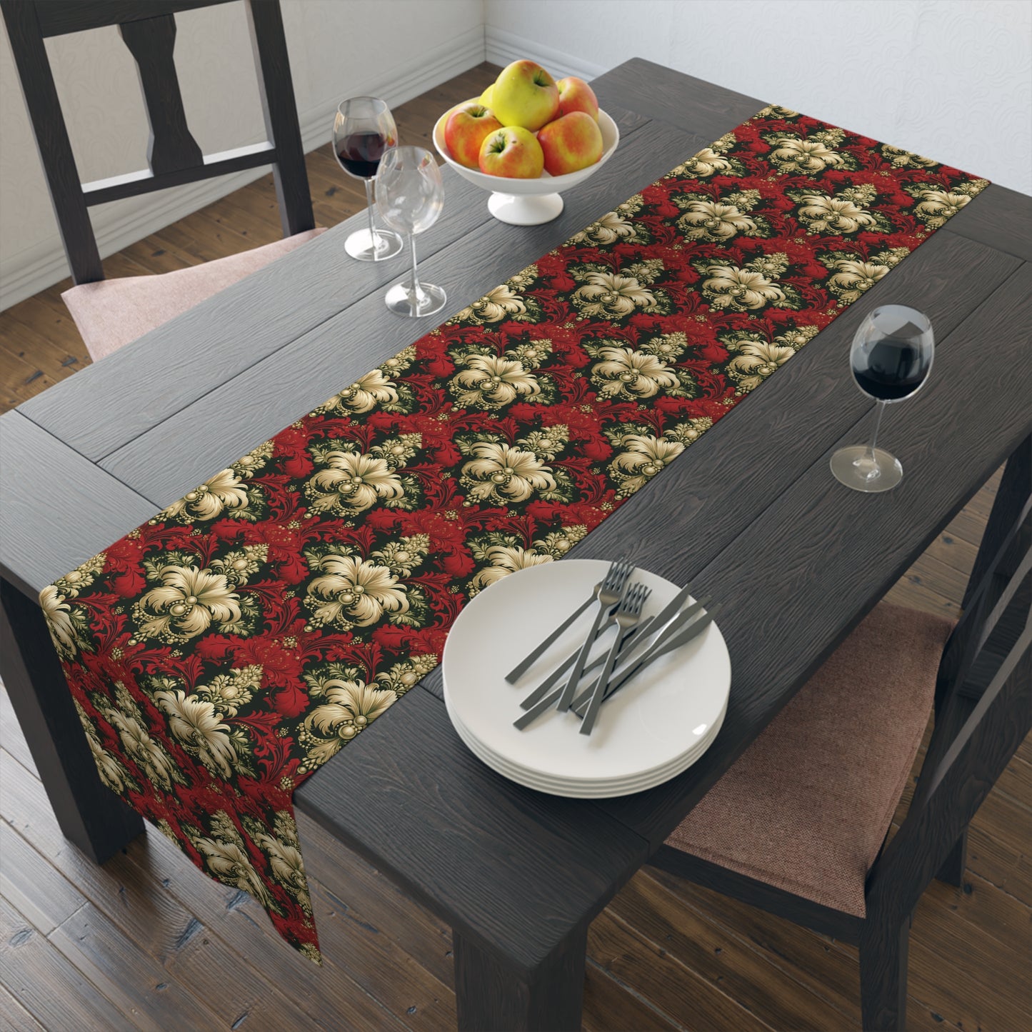 Christmas Damask Table Runner (Cotton, Poly)