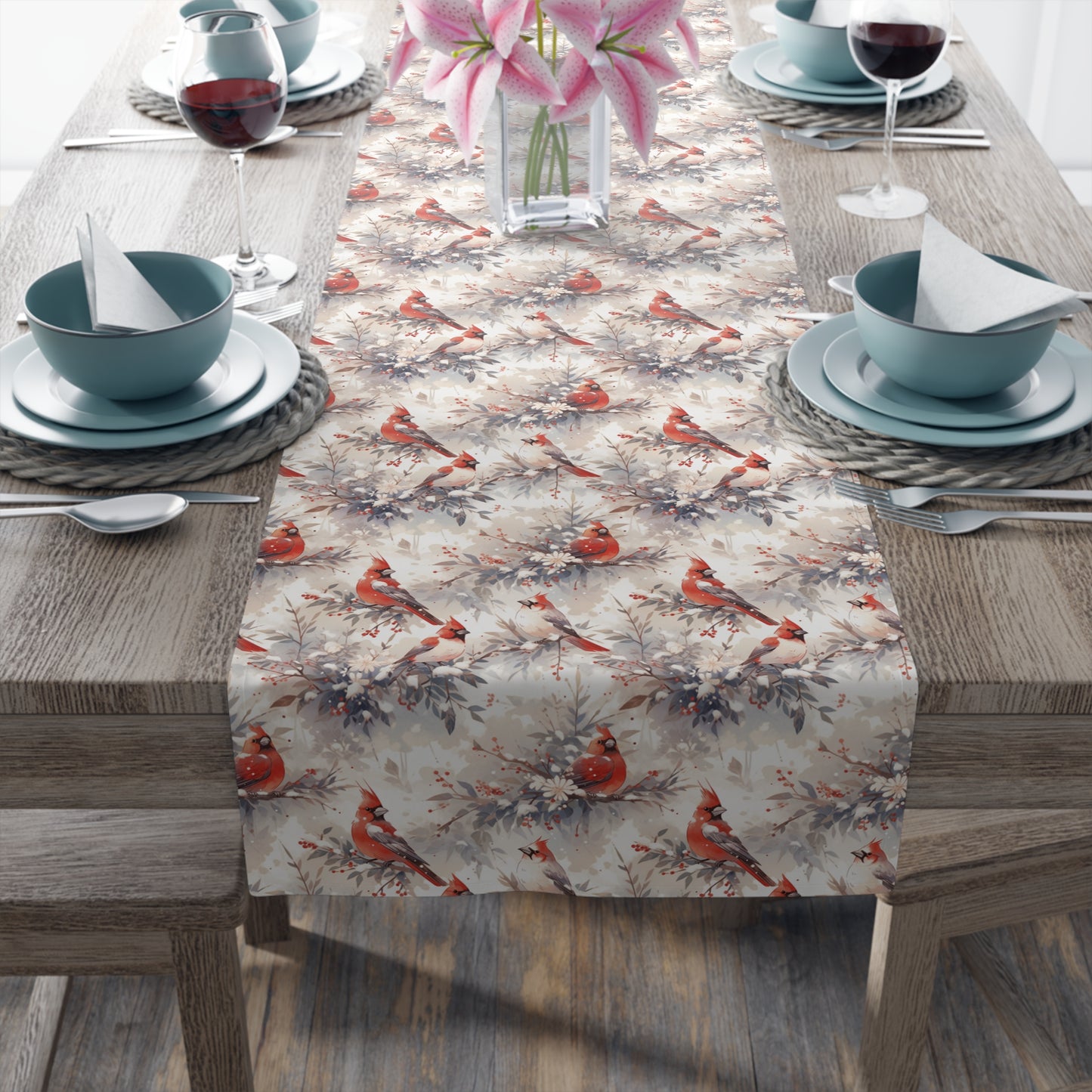Winter Cardinals Table Runner (Cotton, Poly)