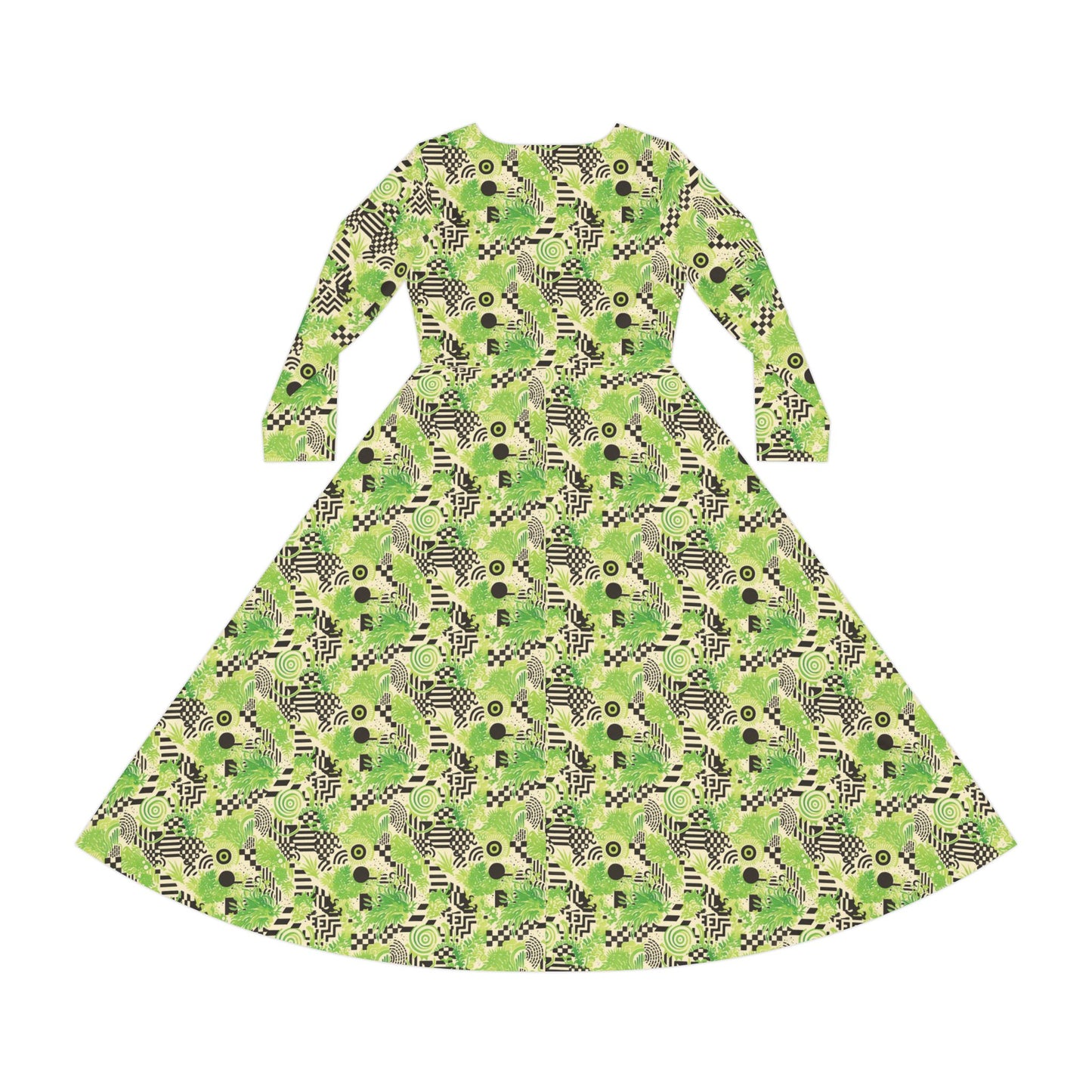 Hedge Maze Women's Long Sleeve Dance Dress (AOP)