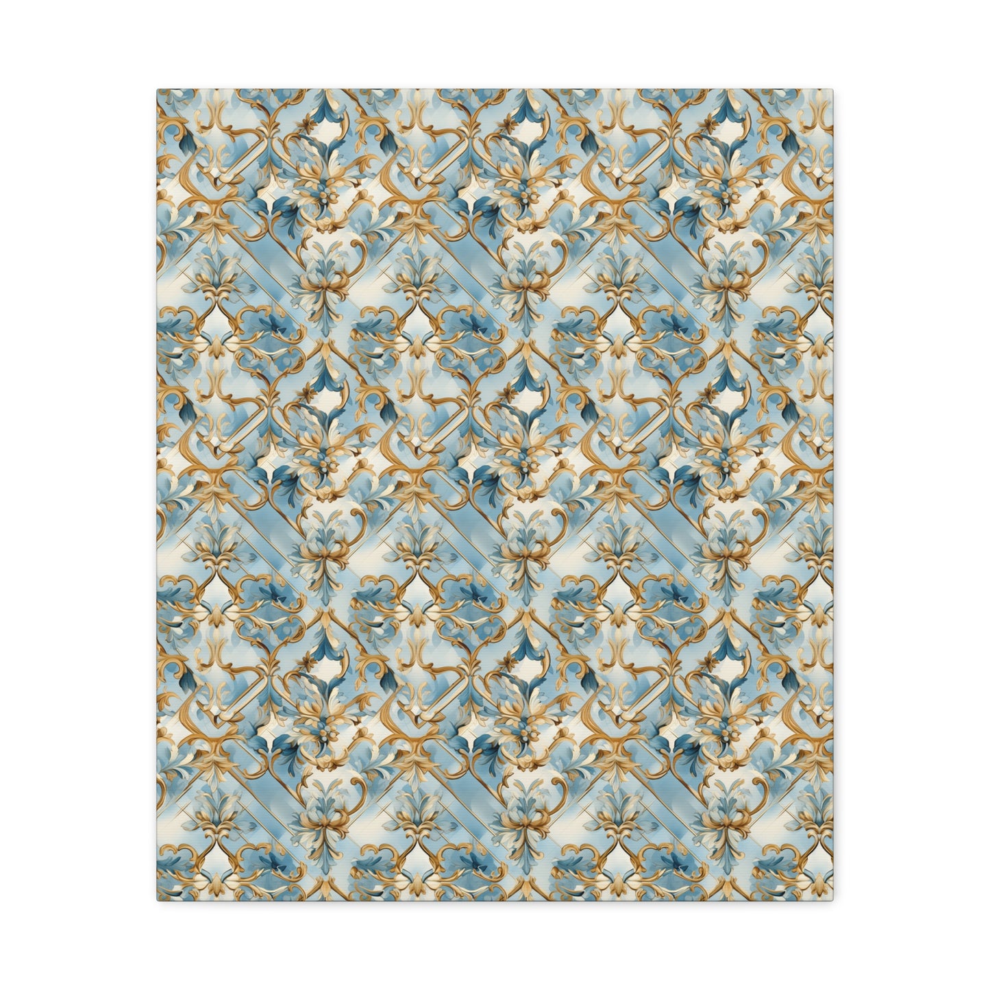 Blue and Gold Flourishes Canvas Gallery Wrap