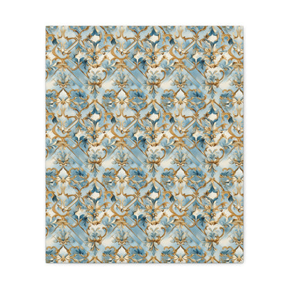Blue and Gold Flourishes Canvas Gallery Wrap