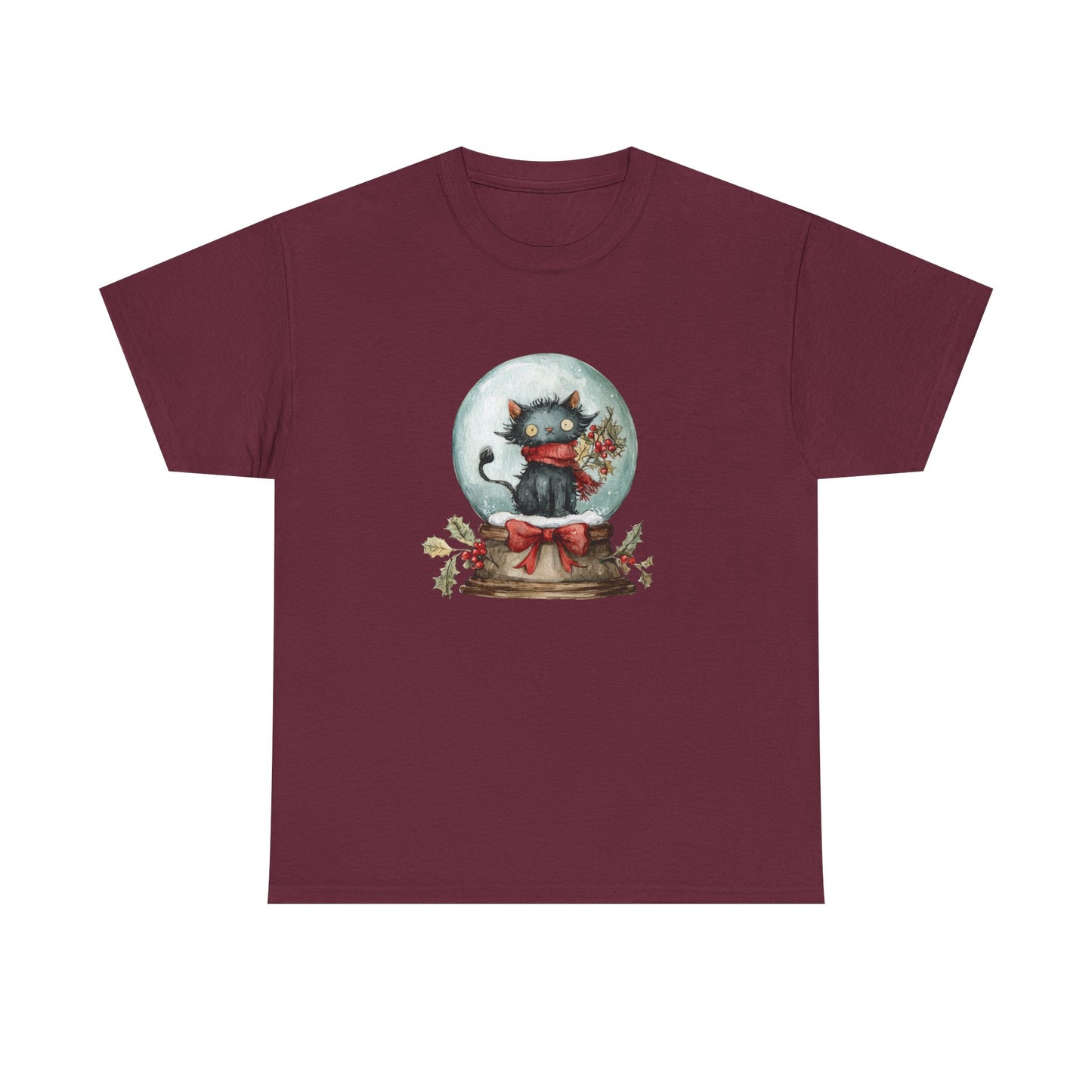 Snowglobe Cat Unisex Heavy Cotton Tee