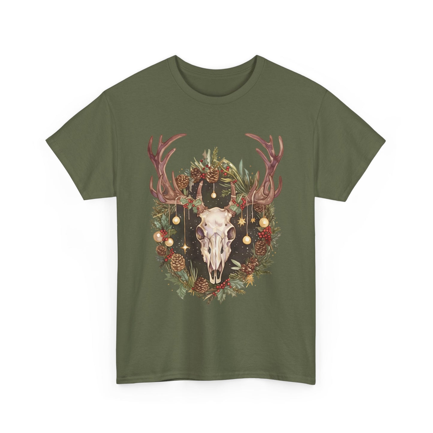 Reindeer Skull Unisex Heavy Cotton Tee