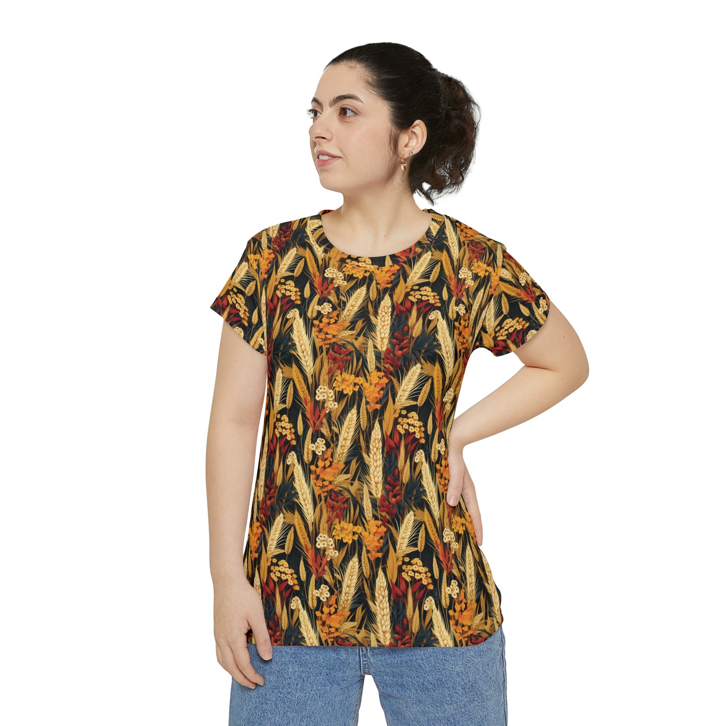 Wheat Women's Short Sleeve Shirt (AOP)