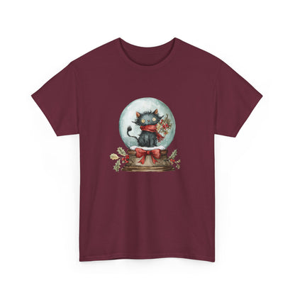 Snowglobe Cat Unisex Heavy Cotton Tee