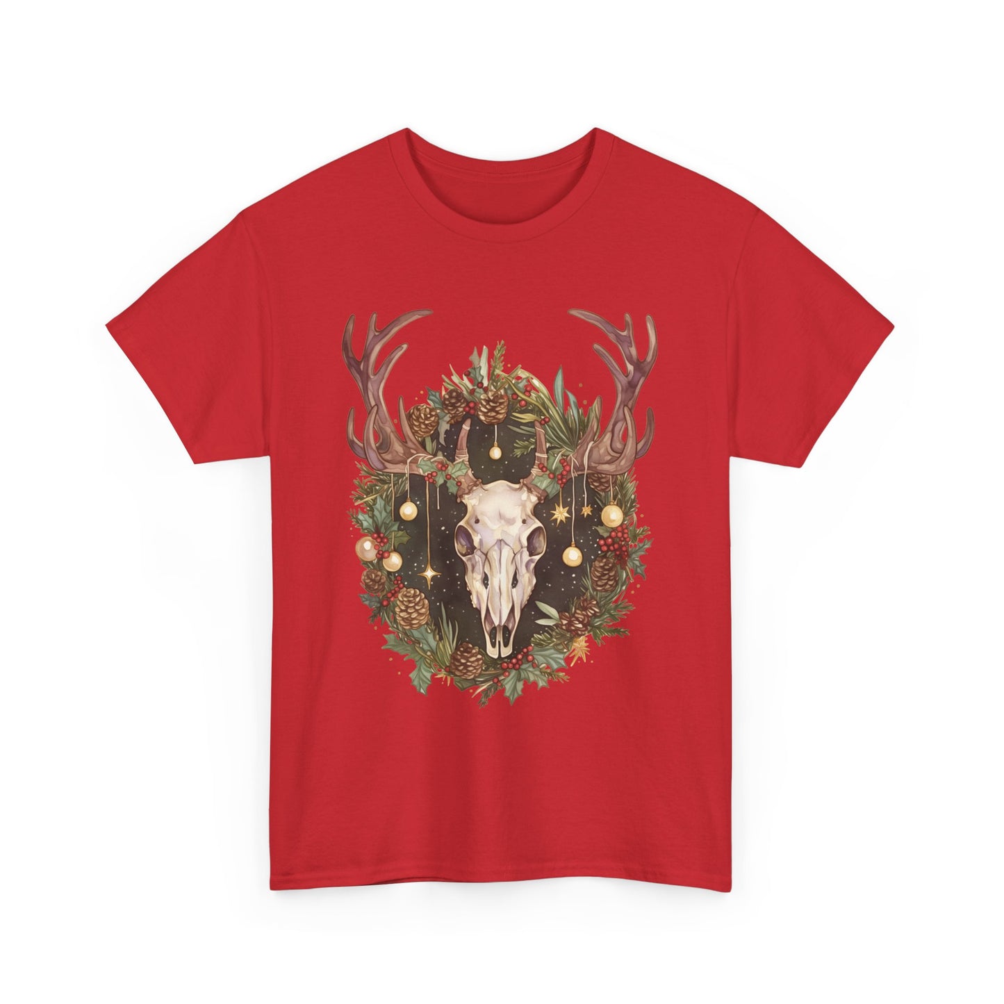 Reindeer Skull Unisex Heavy Cotton Tee