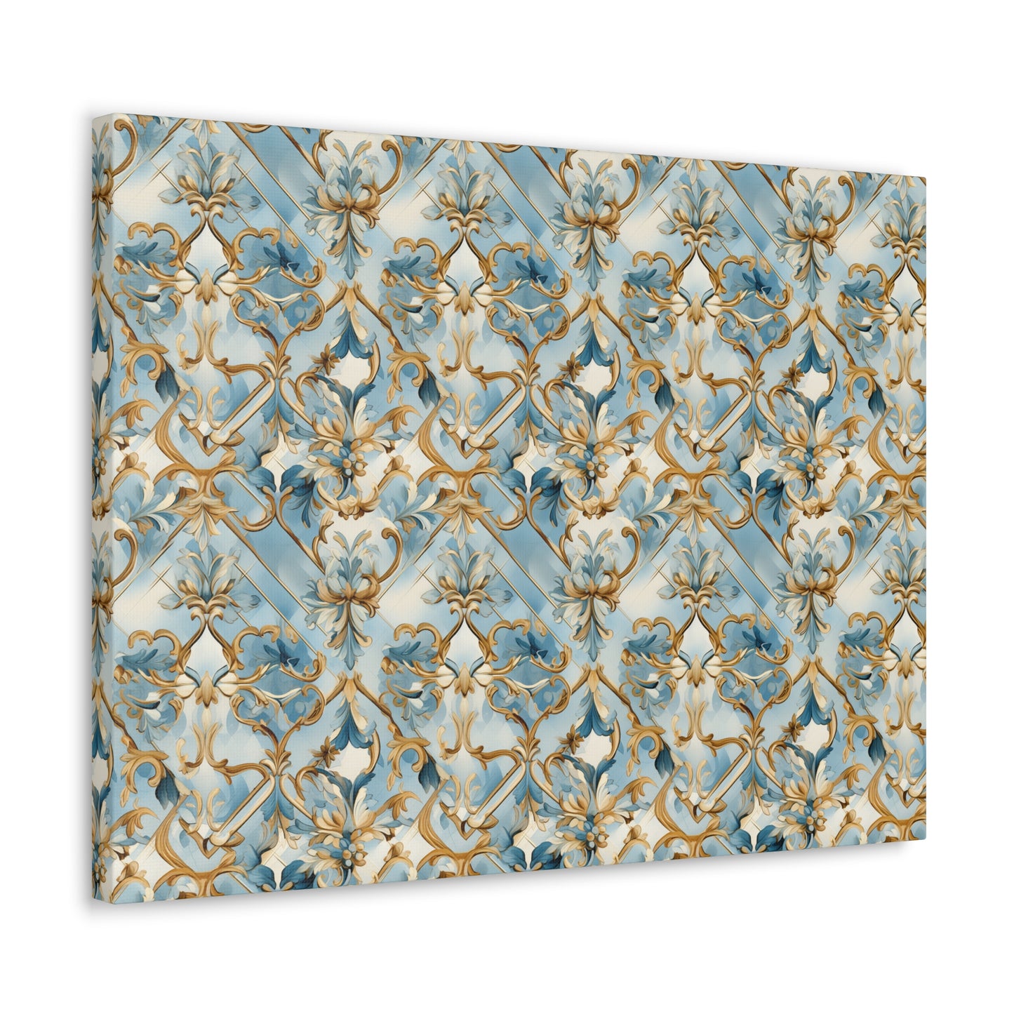 Blue and Gold Flourishes Canvas Gallery Wrap