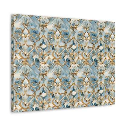 Blue and Gold Flourishes Canvas Gallery Wrap