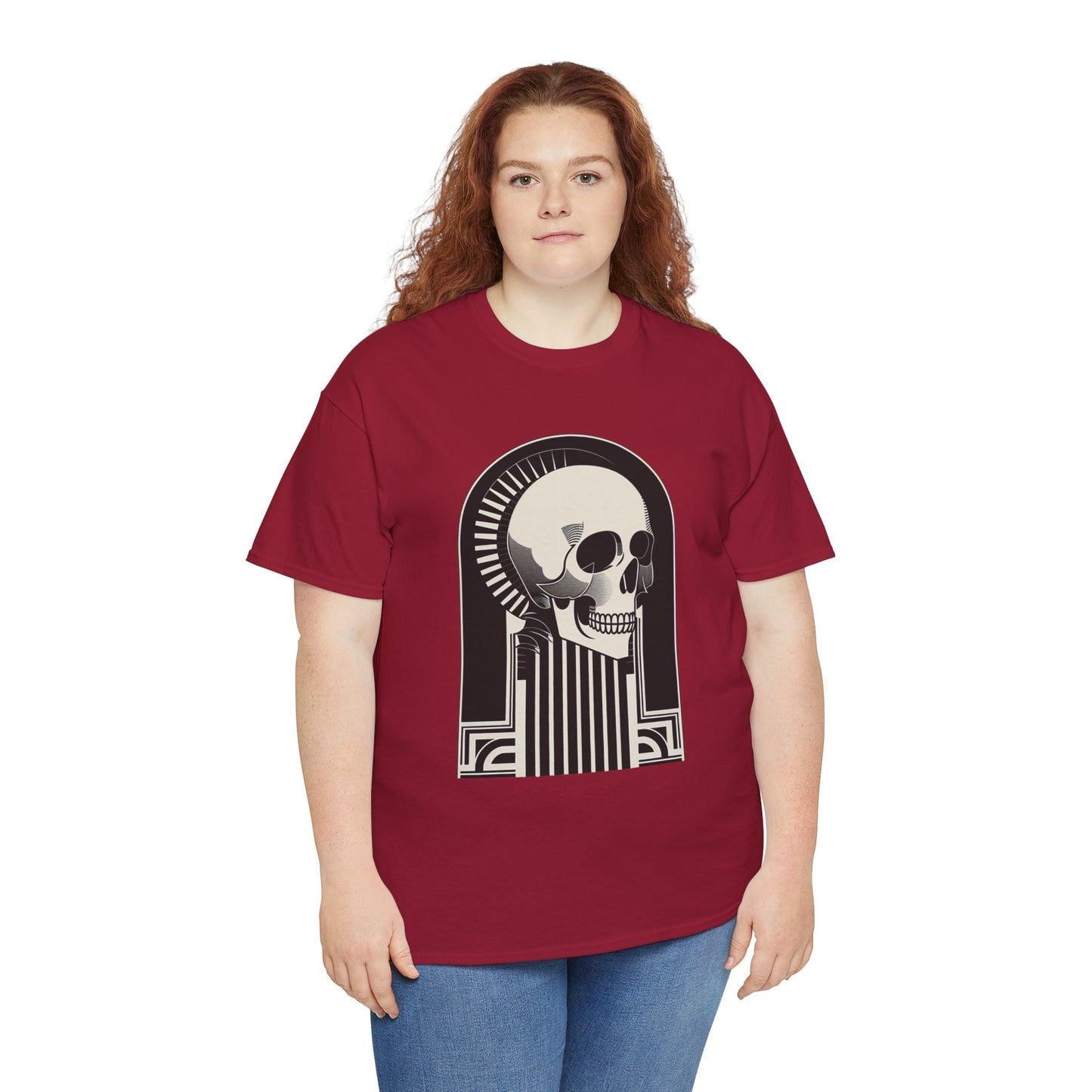 Art Deco Skull Unisex Heavy Cotton Tee