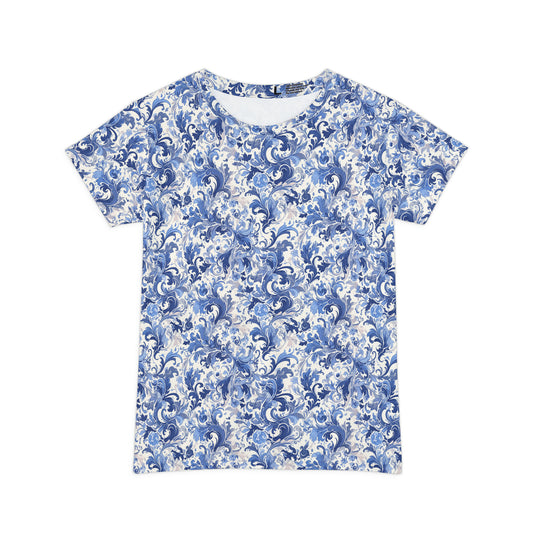 China Blue Women's Short Sleeve Shirt (AOP)