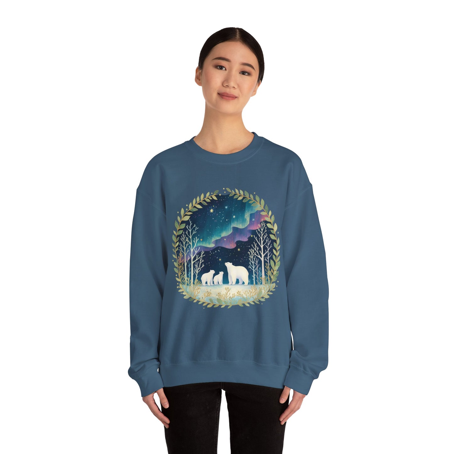 Aurora Polar Bears Unisex Heavy Blend™ Crewneck Sweatshirt