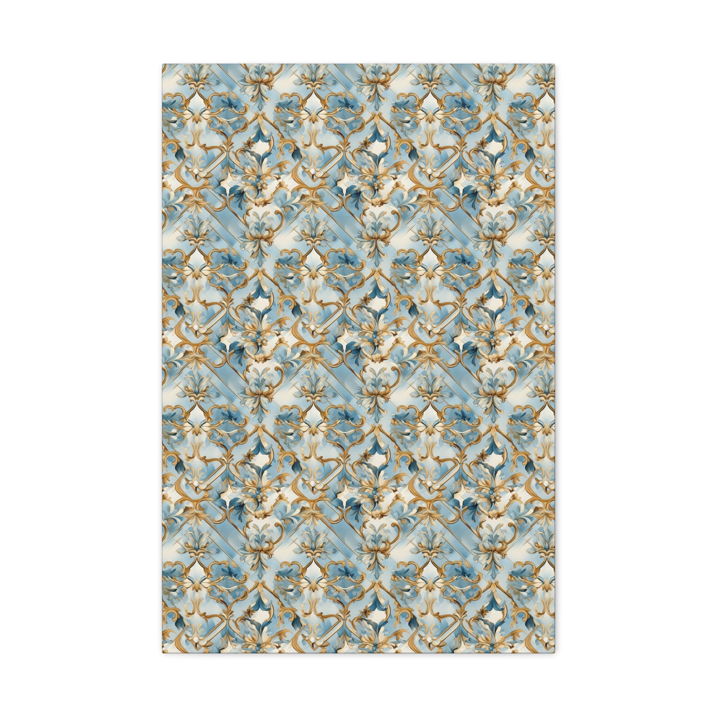 Blue and Gold Flourishes Canvas Gallery Wrap