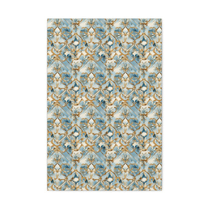 Blue and Gold Flourishes Canvas Gallery Wrap