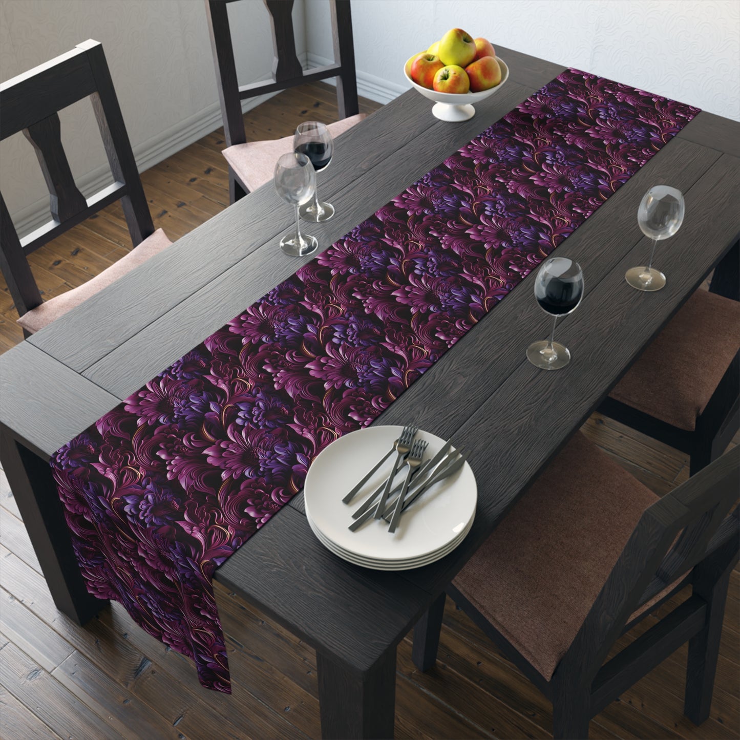 Purple Florals Table Runner (Cotton, Poly)