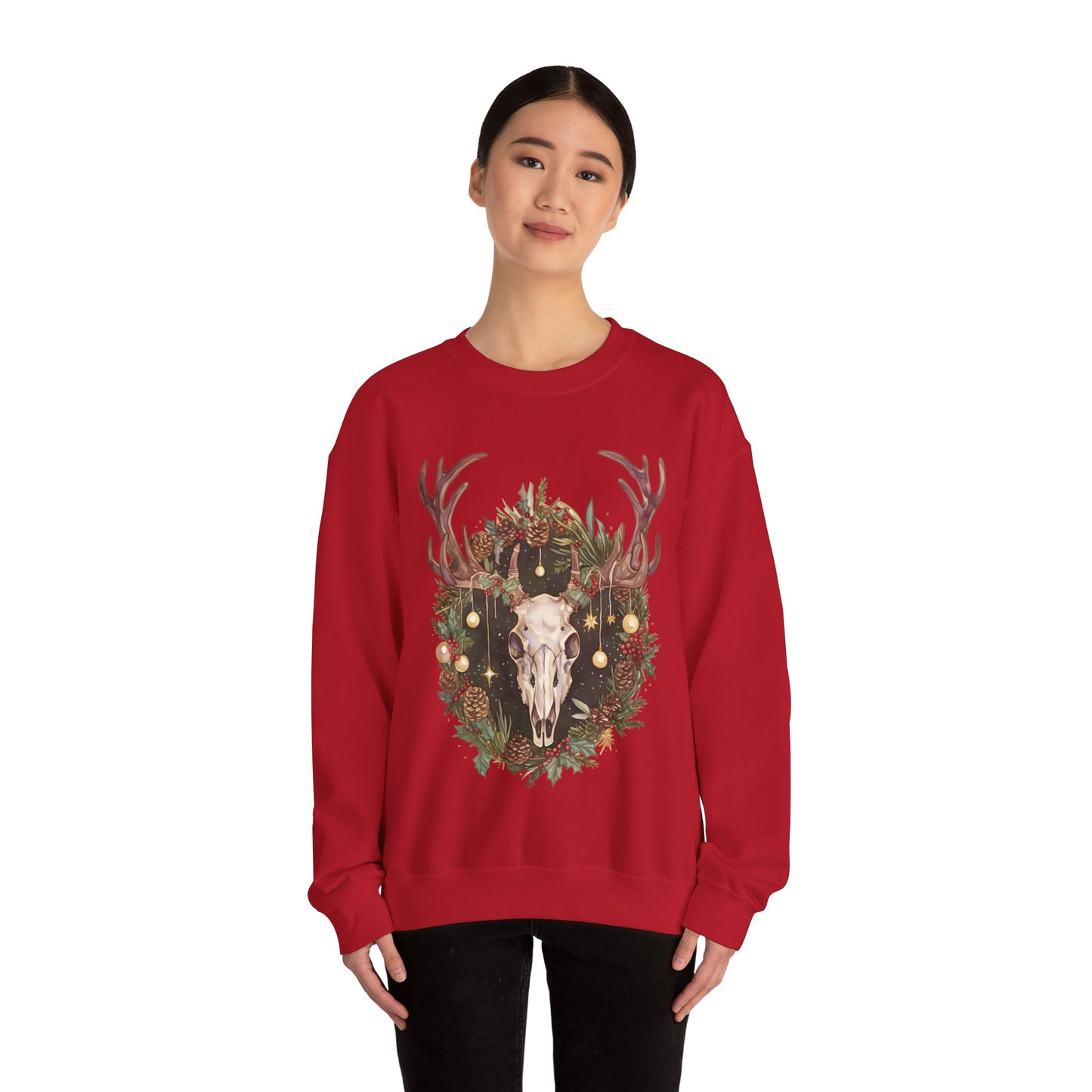 Reindeer Skull Unisex Heavy Blend™ Crewneck Sweatshirt