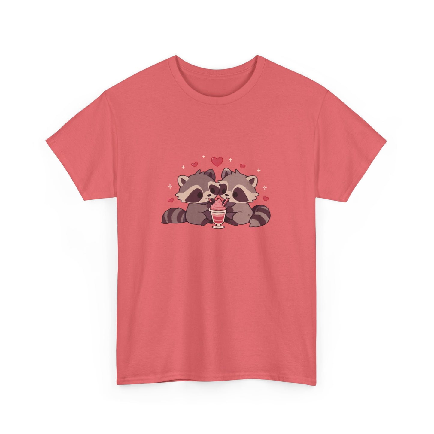 Raccoons Sharing Milkshake Unisex Heavy Cotton Tee