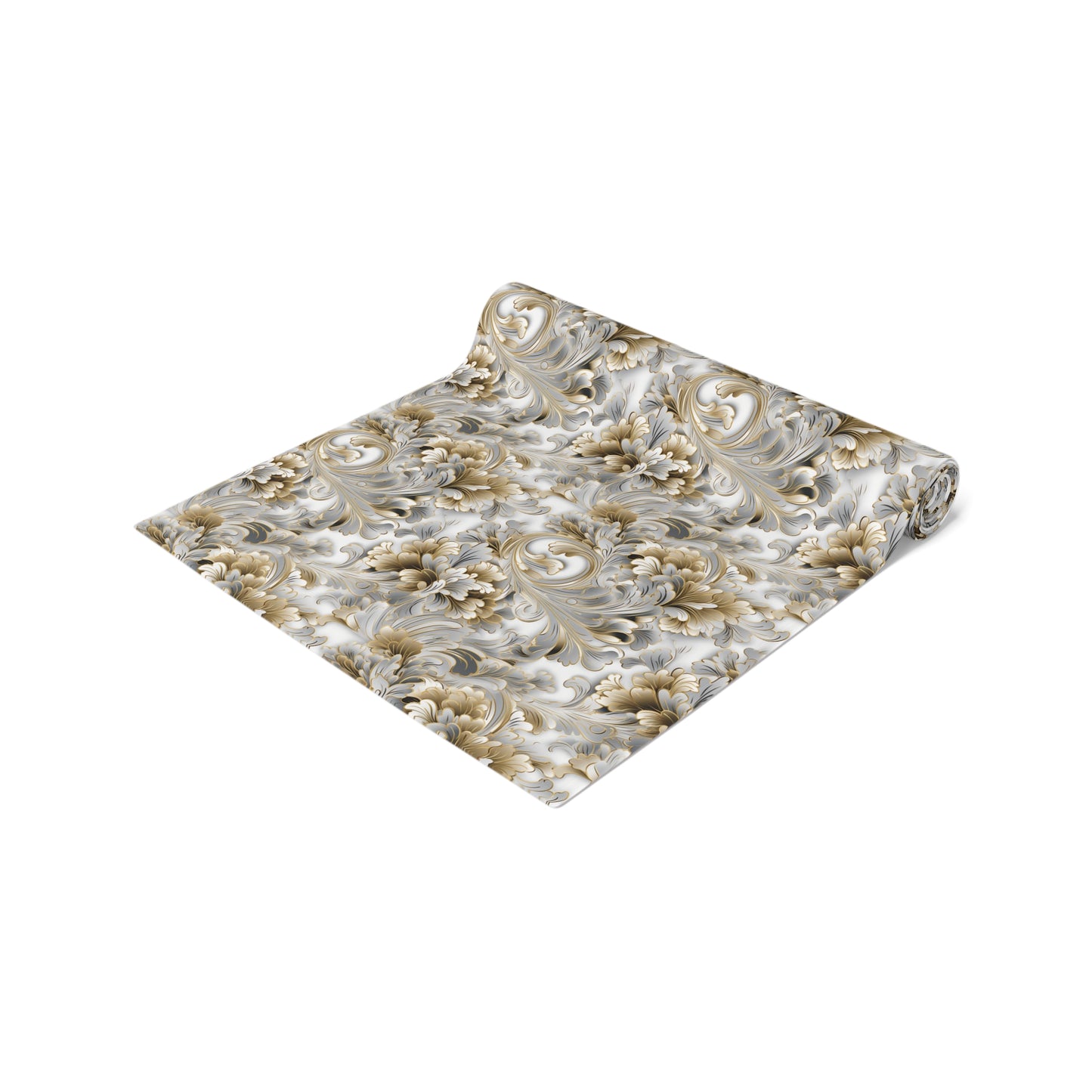 Silver & Gold Filigree Table Runner (Cotton, Poly)