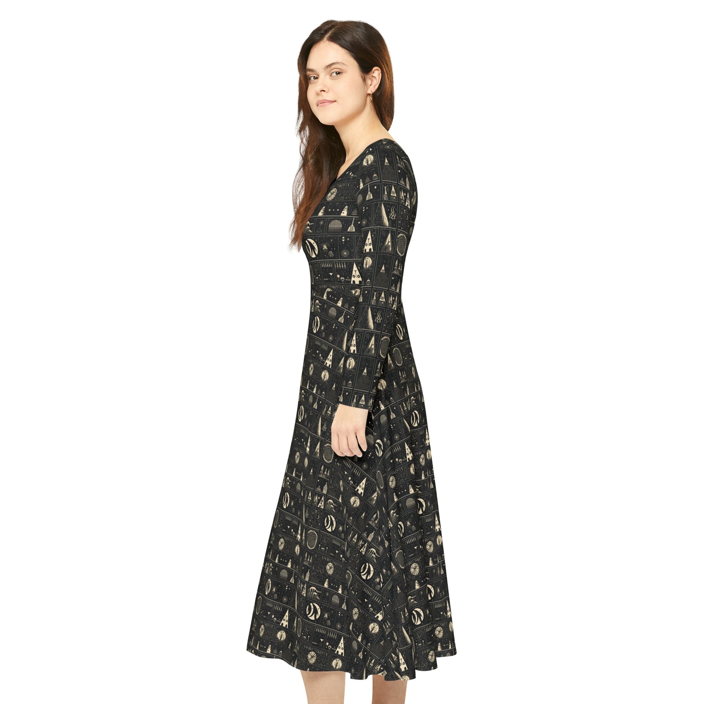 Cursed Sigils Women's Long Sleeve Dance Dress (AOP)