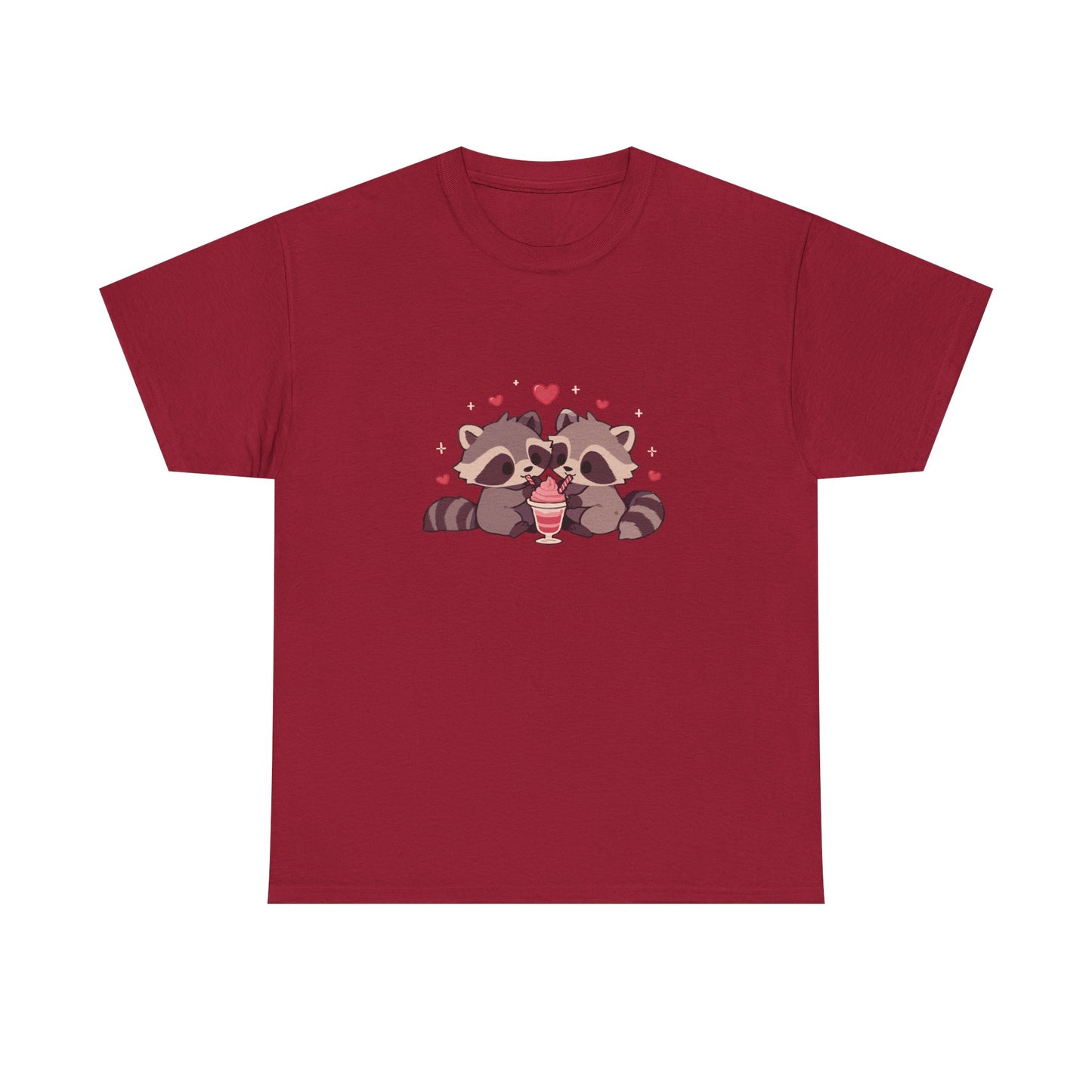 Raccoons Sharing Milkshake Unisex Heavy Cotton Tee