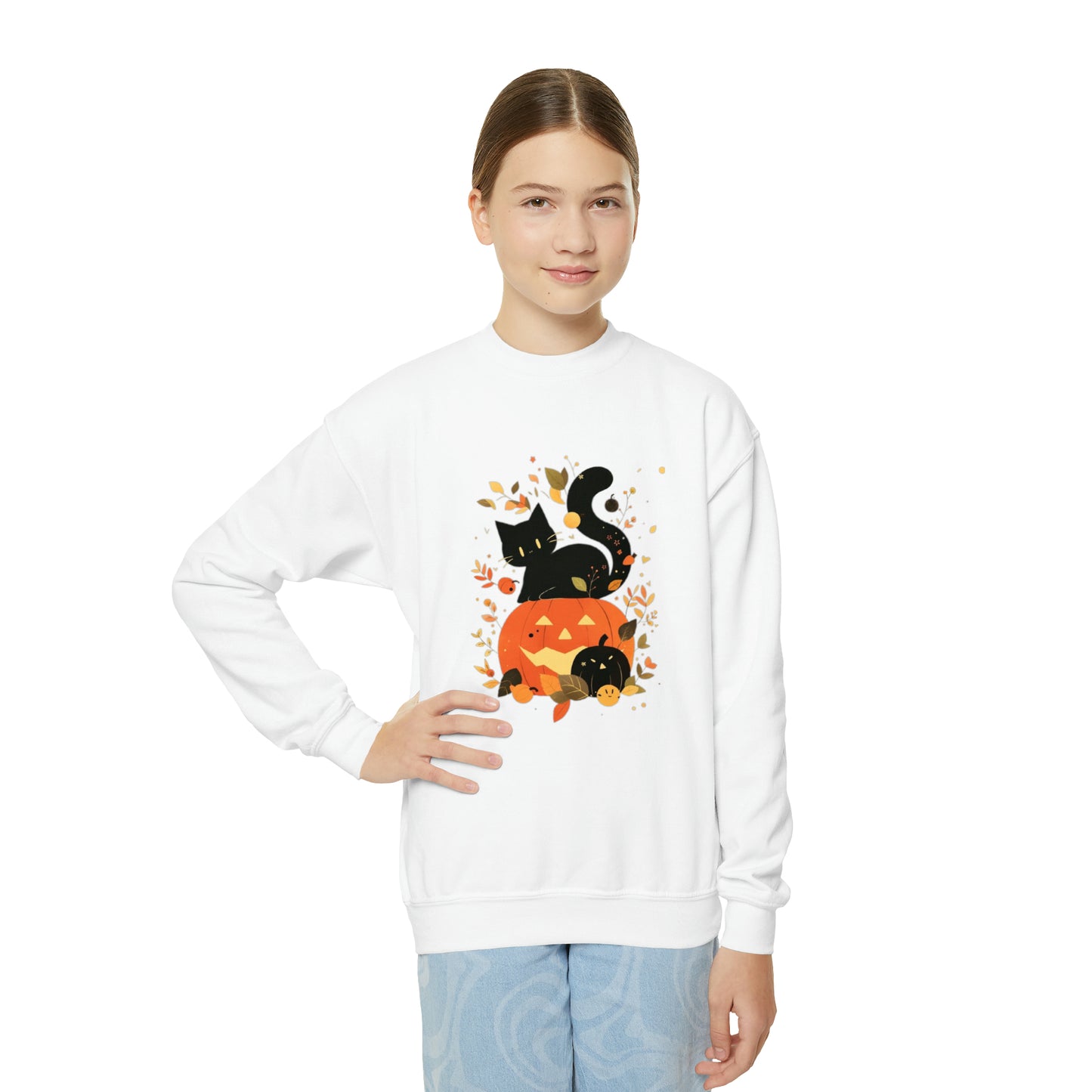 Spooky Kitty Youth Crewneck Sweatshirt