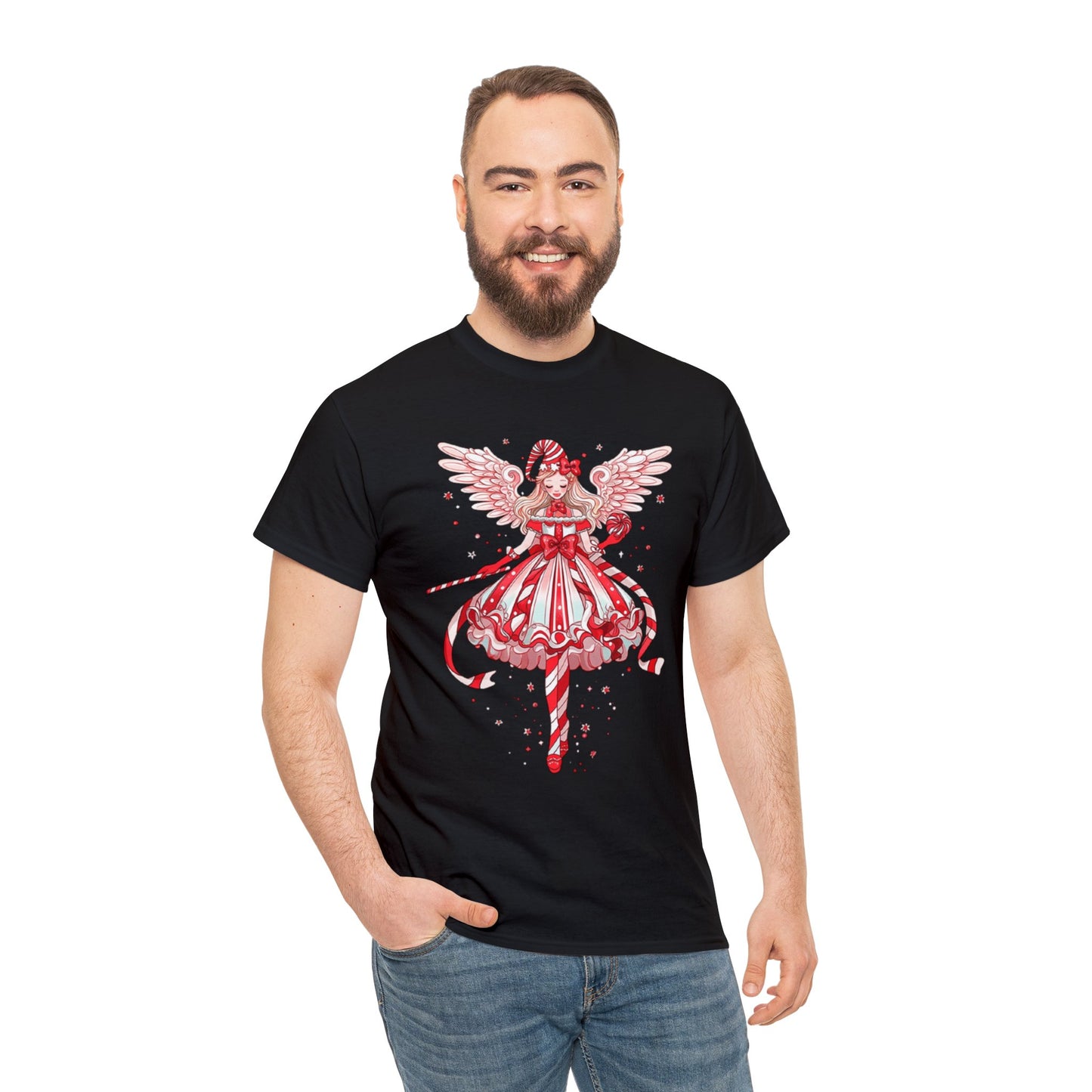 Candy Cane Angel Unisex Heavy Cotton Tee