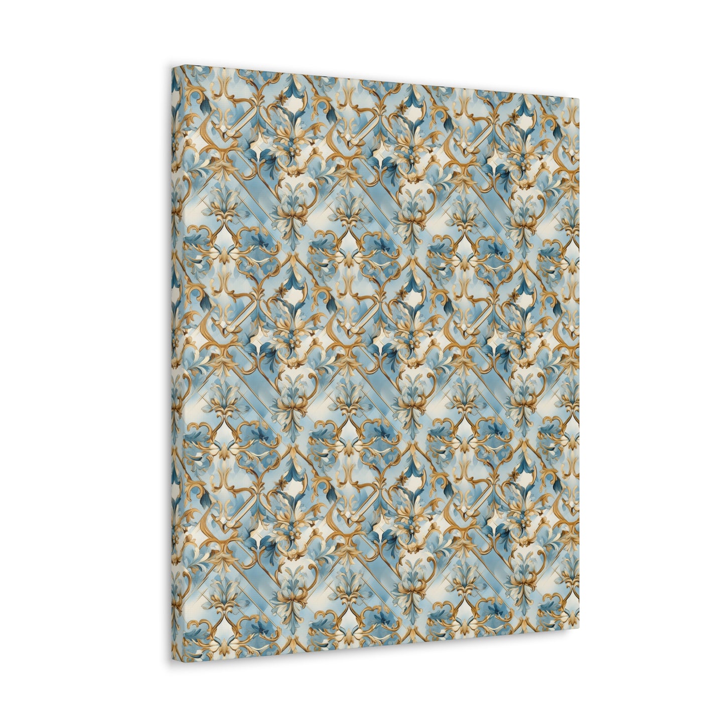 Blue and Gold Flourishes Canvas Gallery Wrap