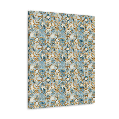 Blue and Gold Flourishes Canvas Gallery Wrap