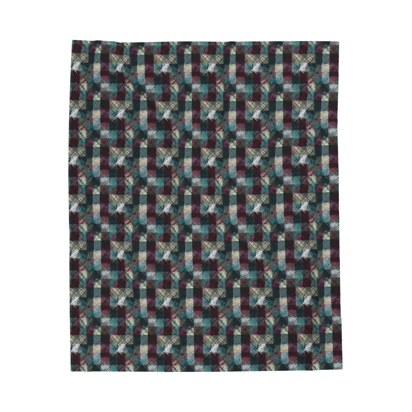 Grunge Plaid Velveteen Plush Blanket
