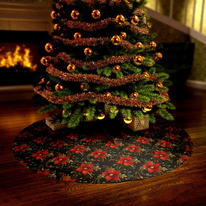 Pretty Poinsettias Round Tree Skirt
