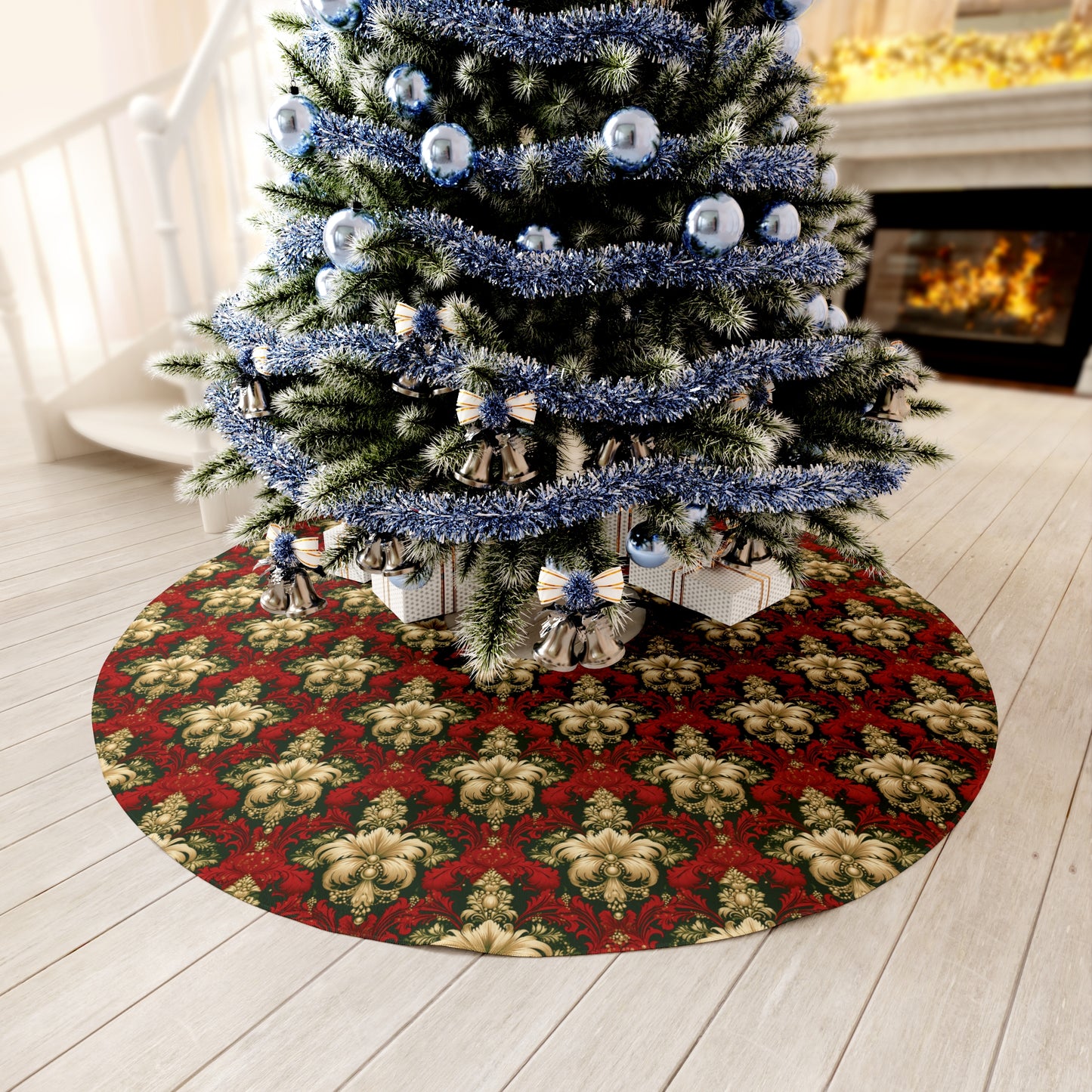 Christmas Damask Round Tree Skirt