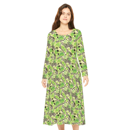 Hedge Maze Women's Long Sleeve Dance Dress (AOP)