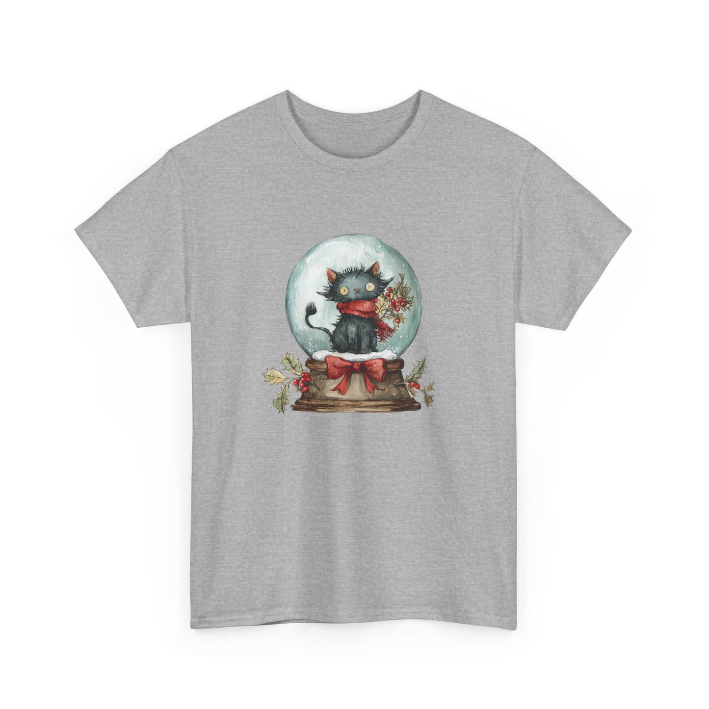 Snowglobe Cat Unisex Heavy Cotton Tee