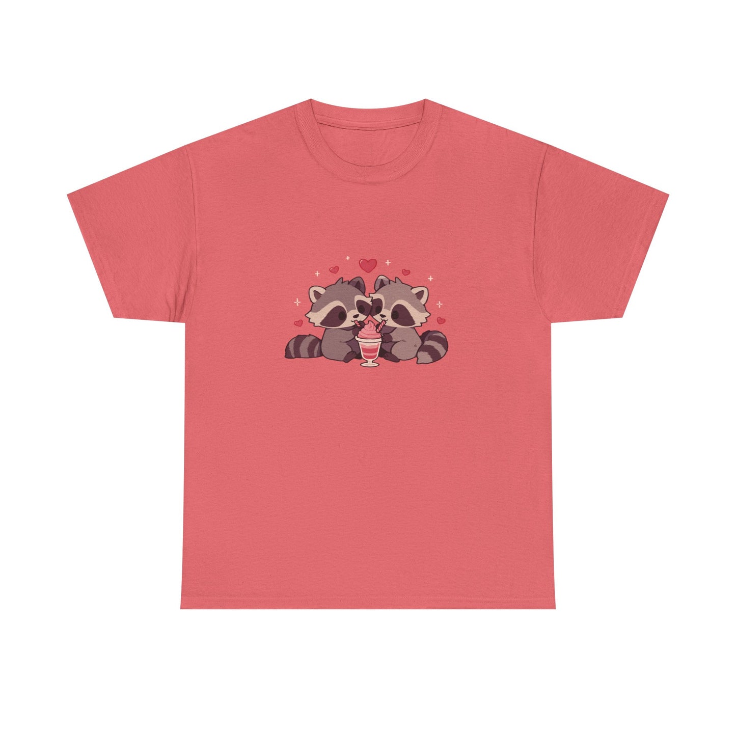 Raccoons Sharing Milkshake Unisex Heavy Cotton Tee