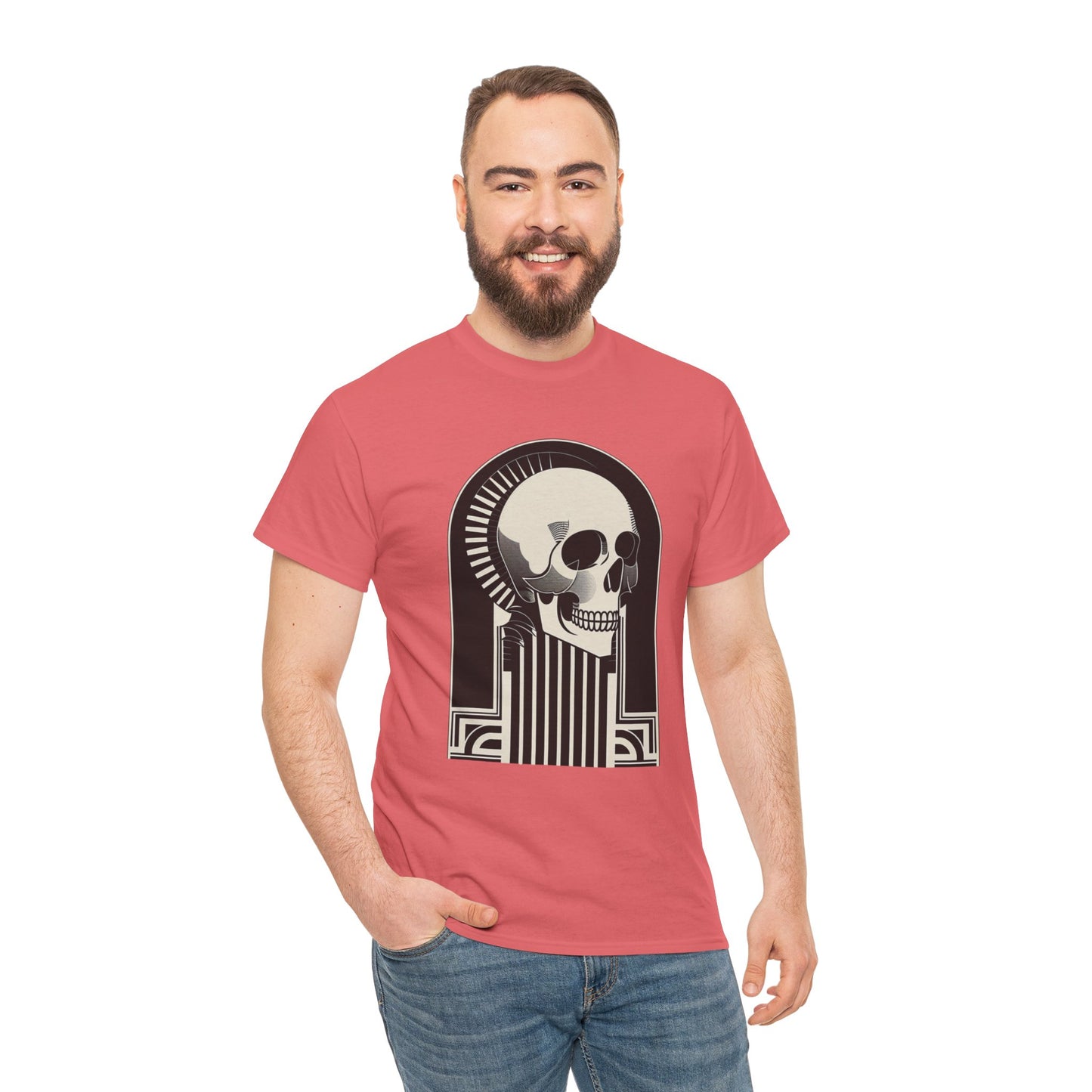 Art Deco Skull Unisex Heavy Cotton Tee